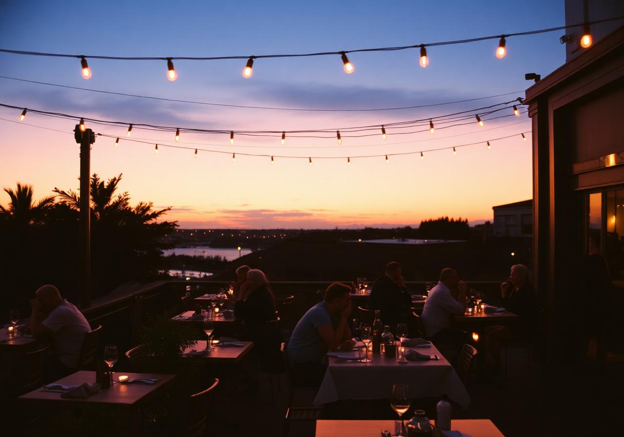 Terrasse bei Dämmerung